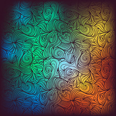 Image showing Seamless dark abstract hand-drawn waves pattern