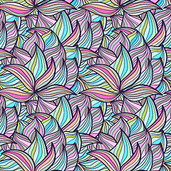 Image showing Seamless wave hand-drawn pattern, waves background