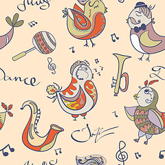 Image showing jazz concept wallpaper. Birds sing and dancing