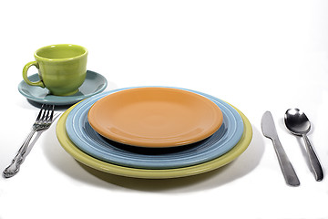 Image showing Colorful dinner place setting.