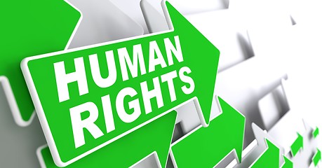 Image showing Human Rights on Green Arrow.