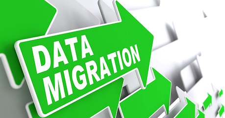 Image showing Data Migration on Green Arrow.