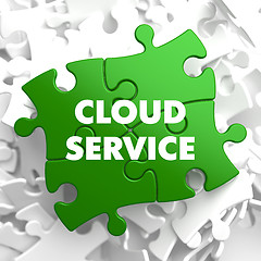 Image showing Cloud Service on Green Puzzle.