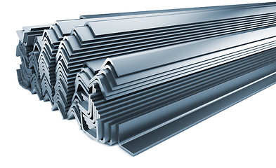 Image showing Stack of Rolled Metal Products Isolated on White.