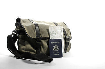 Image showing Messenger bag with passport