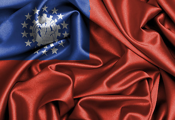 Image showing Satin flag, three dimensional render