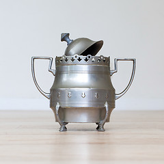 Image showing Retro silver sugar bowl