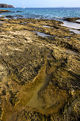 Image showing in lanzarote   musk pond   water yacht boat coastline and summer