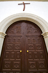 Image showing lanzarote  spain canarias    church door and white wall abstract