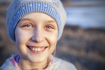 Image showing Outdoor portrait of a cute little girl