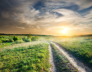 Image showing Country road at sunset
