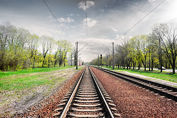 Image showing Gray sky over railroad