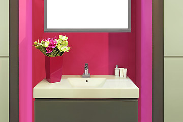 Image showing Purple bathroom