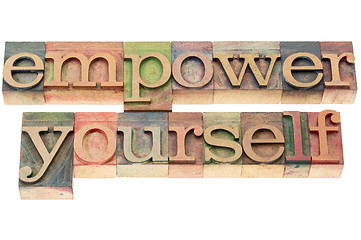 Image showing empower yourself in wood type