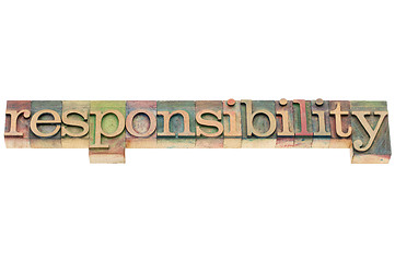 Image showing responsibility word in wood type