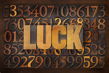 Image showing luck word in wood type