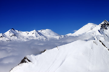 Image showing Mountains in clouds at nice nice day