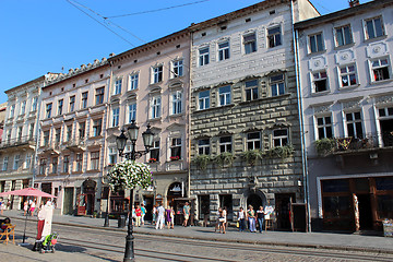 Image showing street in Lvov with people having a rest