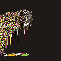 Image showing Leopard, abstract painting on a black background 