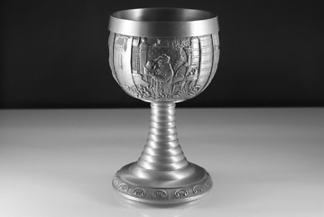 Image showing Wine goblet in black and white