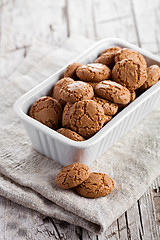 Image showing meringue almond cookies in bowl 