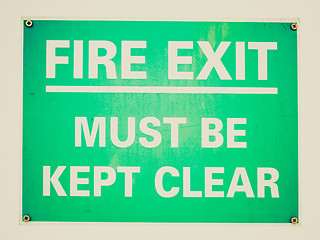 Image showing Retro look Fire exit sign