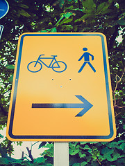 Image showing Retro look Bike lane sign