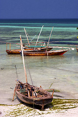 Image showing costline boat pirague  the  lagoon relax  of zanzibar africa