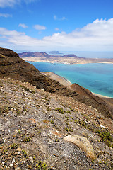 Image showing  del rio harbor rock stone yacht water  in lanzarote  