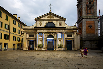 Image showing   sky cloud column at top in old church in the center of varese 