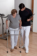 Image showing Patient with Walker and Physician