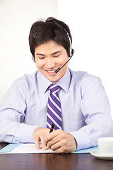 Image showing Businessman Wearing a Headset