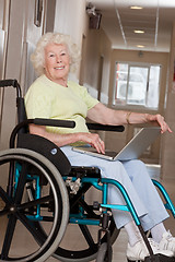 Image showing Woman on Wheelchair Using Laptop