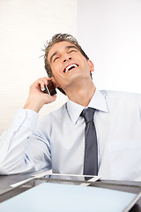 Image showing Businessman Talking on Cell Phone