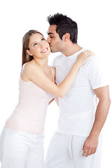 Image showing Young Man Kissing Young Woman