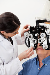 Image showing Eye Examination With Phoropter