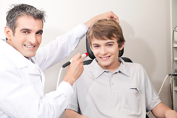 Image showing Optometrist Doing Eye Testing