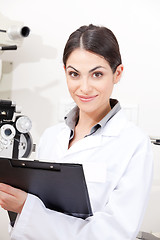 Image showing Female Optometrist in Clinic