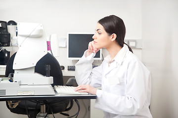 Image showing Female Optometrist in Clinic