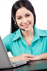 Image showing Businesswoman Wearing a Headset