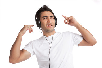 Image showing Man Listening Music on Headphone