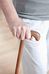 Image showing Elderly Woman with Walking Stick