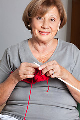 Image showing Senior Woman Knitting