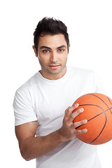 Image showing Young Man Portrait Holding Basketball