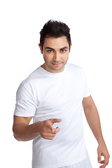 Image showing Young Man Portrait Pointing Finger