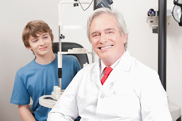 Image showing Optometrist and Patient