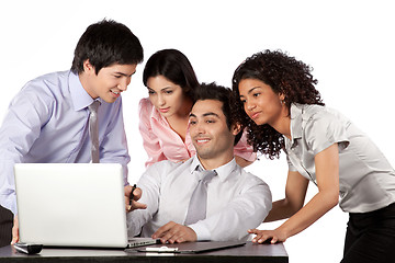 Image showing Businessman and Businesswoman Using Laptop