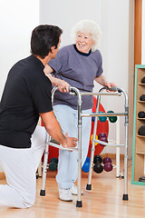 Image showing Woman With Walker Looking At Trainer