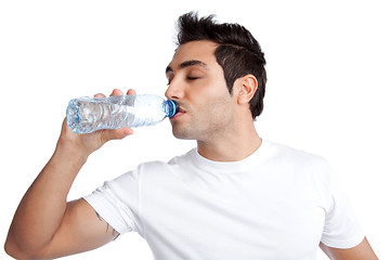 Image showing Man Drinking Water from Bottle