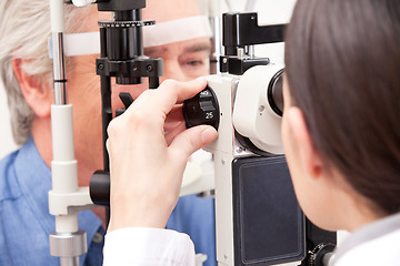 Image showing Optometrist Doing Sight Testing